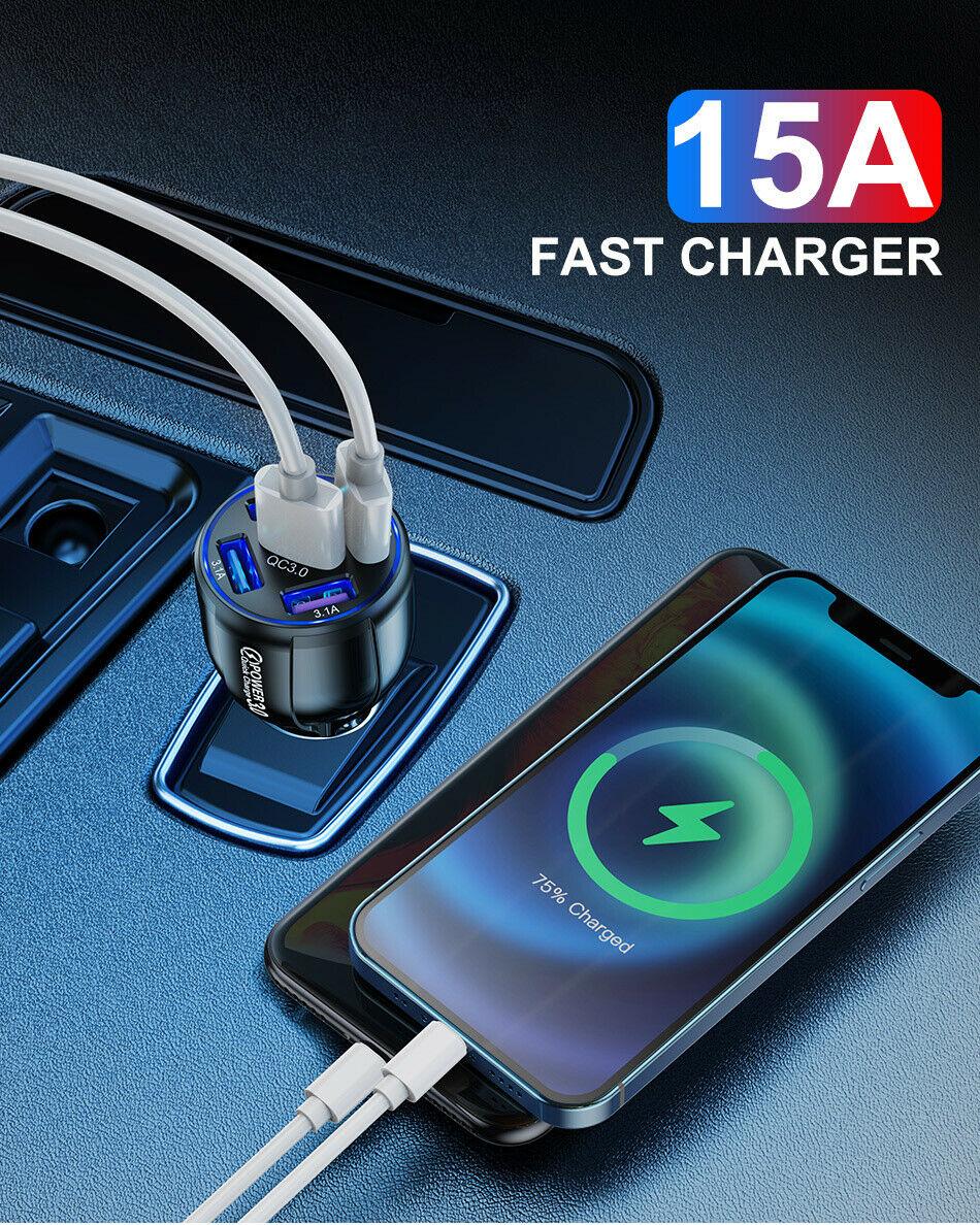 LED Fast Car Charger with USB C Android Cable Combo Fuchsia Electra